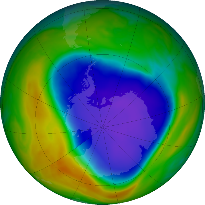 Antarctic ozone map for 01 November 2018